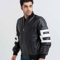 8 Ball Vibrant Black Leather Bomber Jacket - Right