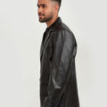 Adan Traditional Two Button Leather Blazer - Left