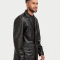 Adan Traditional Two Button Leather Blazer - Right