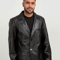 Adan Traditional Two Button Leather Blazer - Zoom