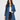 Adeline Blue Leather Bracelet-Sleeve Car Coat - Open
