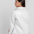 Alexandria Washy White Leather Moto Jacket - Back