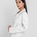 Alexandria Washy White Leather Moto Jacket - Right