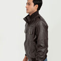 Amenadiel Brown Retro Style Leather Bomber Jacket - Left