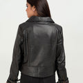 Arabella Moto Black Leather Jacket - Back