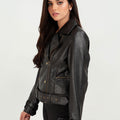 Arabella Moto Black Leather Jacket - Left