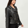 Arabella Moto Black Leather Jacket - Right