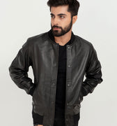 Archer Black Bomber Leather Contemporary Jacket - Front