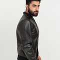 Archer Black Bomber Leather Contemporary Jacket - Right