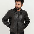 Archer Black Bomber Leather Contemporary Jacket - Zoom