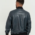 Armin Blue Bomber Aviator Leather Jacket - Back