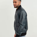 Armin Blue Bomber Aviator Leather Jacket - Left