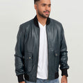 Armin Blue Bomber Aviator Leather Jacket - Open Font