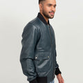 Armin Blue Bomber Aviator Leather Jacket - Right