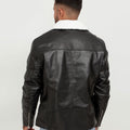 Aster Black & White Snowdrift Shearling Leather Jacket - Back