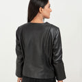 Blair Upper East Side Black Leather Jacket - Back