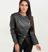 Blair Upper East Side Black Leather Jacket - Front