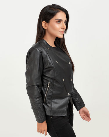 Blair Upper East Side Black Leather Jacket - Right