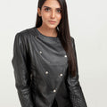 Blair Upper East Side Black Leather Jacket - Zoom