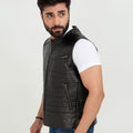 Brady Metallic Black Leather Vest - Right