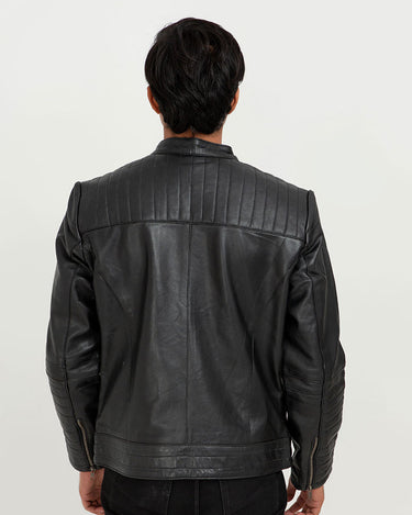 Bryant Black Moto Leather Jacket - Back