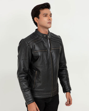 Bryant Black Moto Leather Jacket - Right