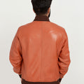 Bryce Snug Brown Leather Bomber Jacket - Back