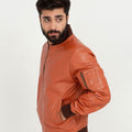 Bryce Snug Brown Leather Bomber Jacket - Right