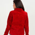 Cherry Blossom Suede Biker Leather Jacket - Back