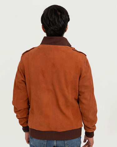 Colt Tan Suede Bomber Leather Jacket - Back