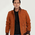 Colt Tan Suede Bomber Leather Jacket - Front