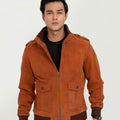 Colt Tan Suede Bomber Leather Jacket - Zipped