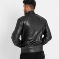 Connery Black Leather Moto Jacket - Back