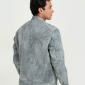 Corrado Ash Grey Racer Matte Leather Jacket - Back