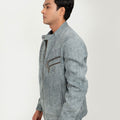 Corrado Ash Grey Racer Matte Leather Jacket - Left