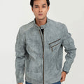 Corrado Ash Grey Racer Matte Leather Jacket - Zipped