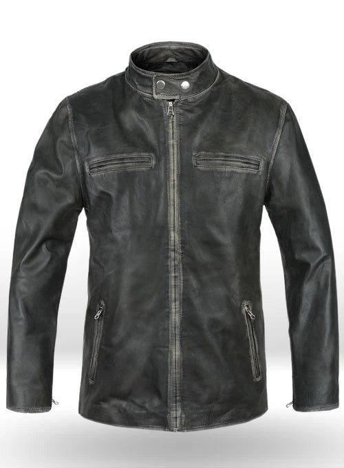 Daddys Home Mark Wahlberg Distressed Black Leather Jacket