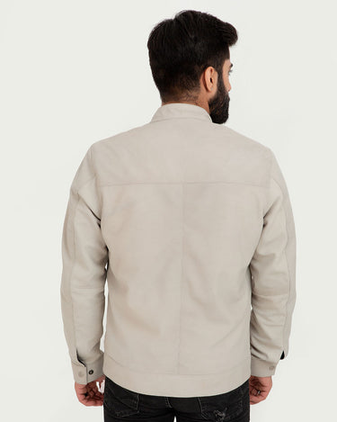 Daniil Chrome White Racer Matte Leather Jacket - Back