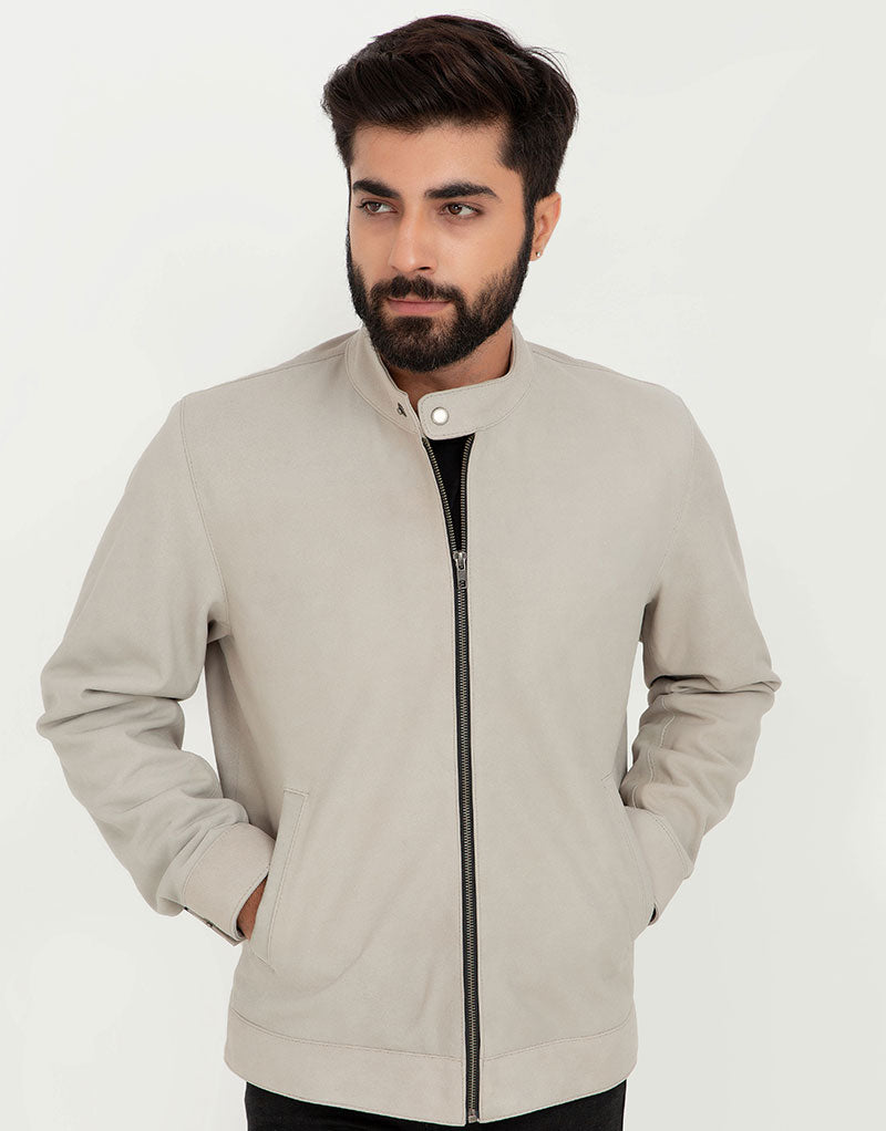 Daniil Chrome White Racer Matte Leather Jacket - Zipped