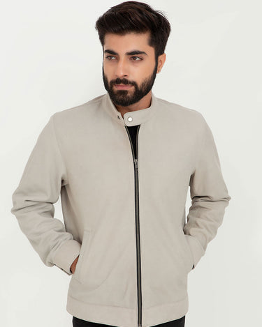 Daniil Chrome White Racer Matte Leather Jacket - Zipped