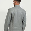 Danilo Light Grey Biker Leather Jacket - Back