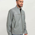 Danilo Light Grey Biker Leather Jacket - Left