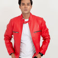 Dante Vibrant Red Moto Leather Jacket - Front