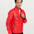 Dante Vibrant Red Moto Leather Jacket - Left