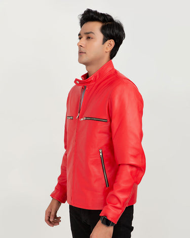 Dante Vibrant Red Moto Leather Jacket - Right