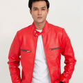 Dante Vibrant Red Moto Leather Jacket - Zoom