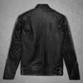 David Beckham Black Leather Biker Jacket - Back