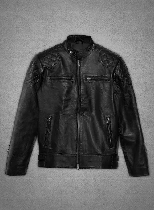 David Beckham Black Leather Biker Jacket - Main