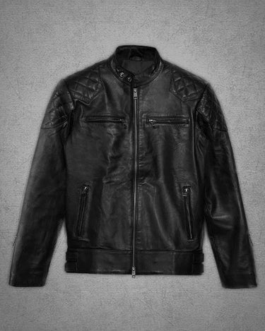 David Beckham Black Leather Biker Jacket - Main