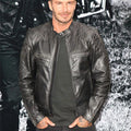 David Beckham Black Leather Biker Jacket - Main